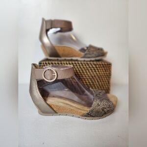 Earth Origins Kendra Kane Snakeskin Print Ankle Strap Open-Toe Wedge Sandals